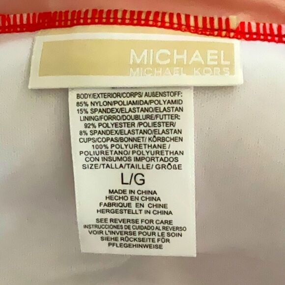 MICHAEL KORS NWT SWIMWEAR BATHING SUIT BANDEAU TOP SPRING 2020 SEA CORAL LARGE - Picture 3 of 4